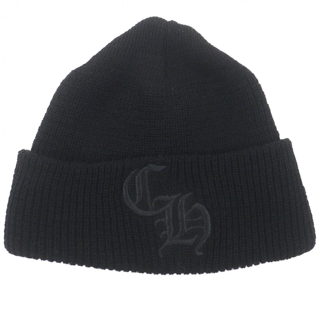Very Good CHROME HEARTS Knit cap CH embroidered hat beanie black wool mens
