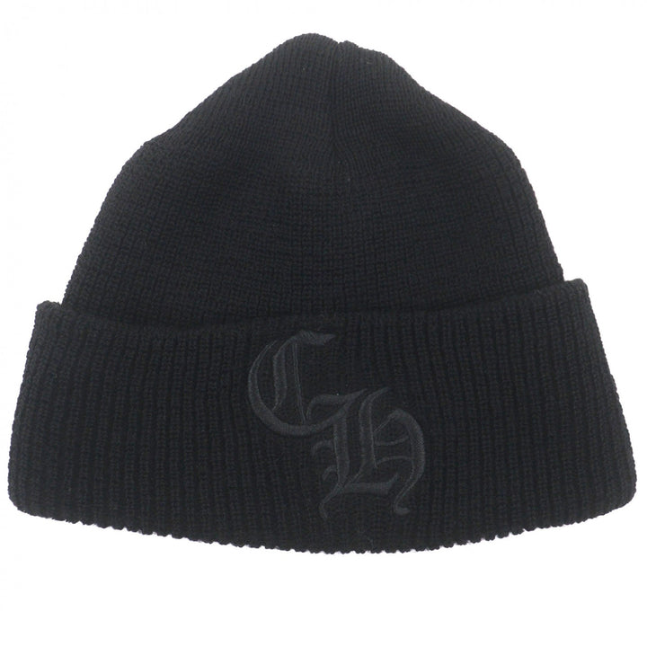 Very Good CHROME HEARTS Knit cap CH embroidered hat beanie black wool mens