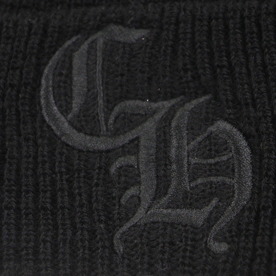 Very Good CHROME HEARTS Knit cap CH embroidered hat beanie black wool mens