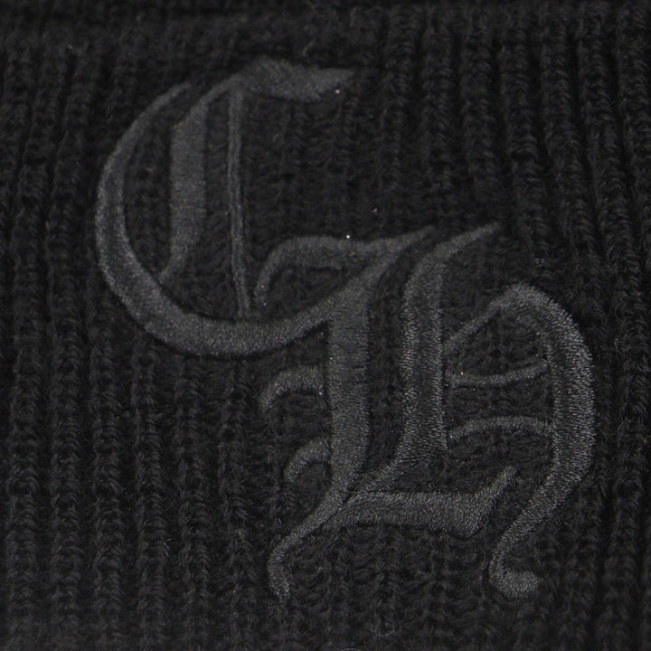 Very Good CHROME HEARTS Knit cap CH embroidered hat beanie black wool mens