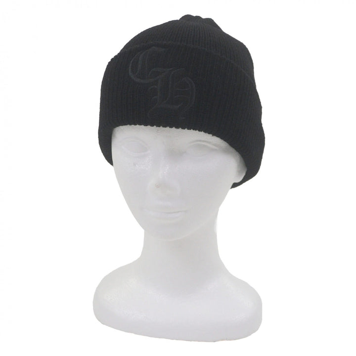 Very Good CHROME HEARTS Knit cap CH embroidered hat beanie black wool mens