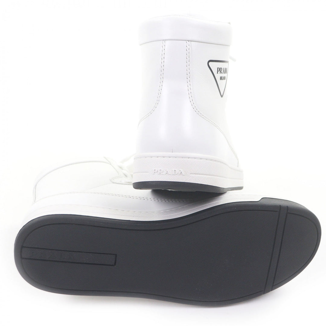 Excellent PRADA High cut sneakers Triangle logo white leather mens 6 1T638M