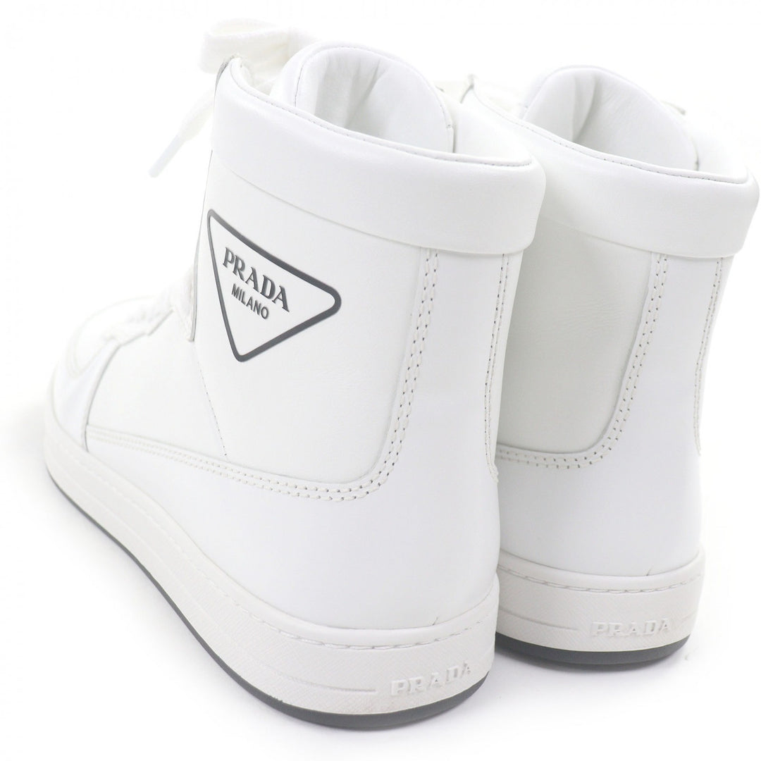 Excellent PRADA High cut sneakers Triangle logo white leather mens 6 1T638M
