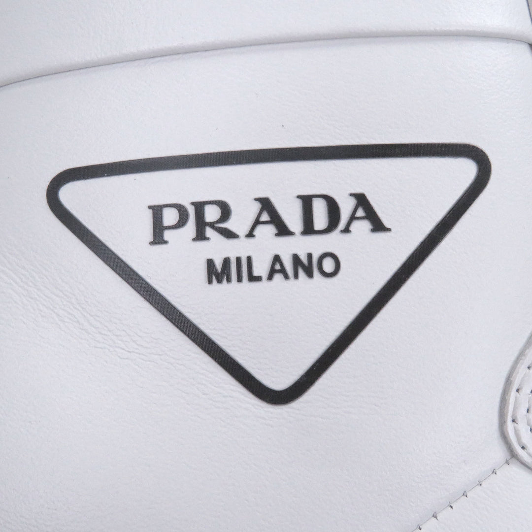 Excellent PRADA High cut sneakers Triangle logo white leather mens 6 1T638M