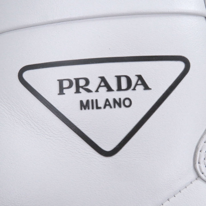 Excellent PRADA High cut sneakers Triangle logo white leather mens 6 1T638M