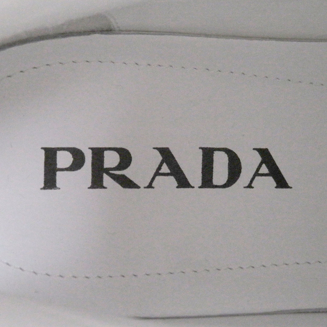 Excellent PRADA High cut sneakers Triangle logo white leather mens 6 1T638M