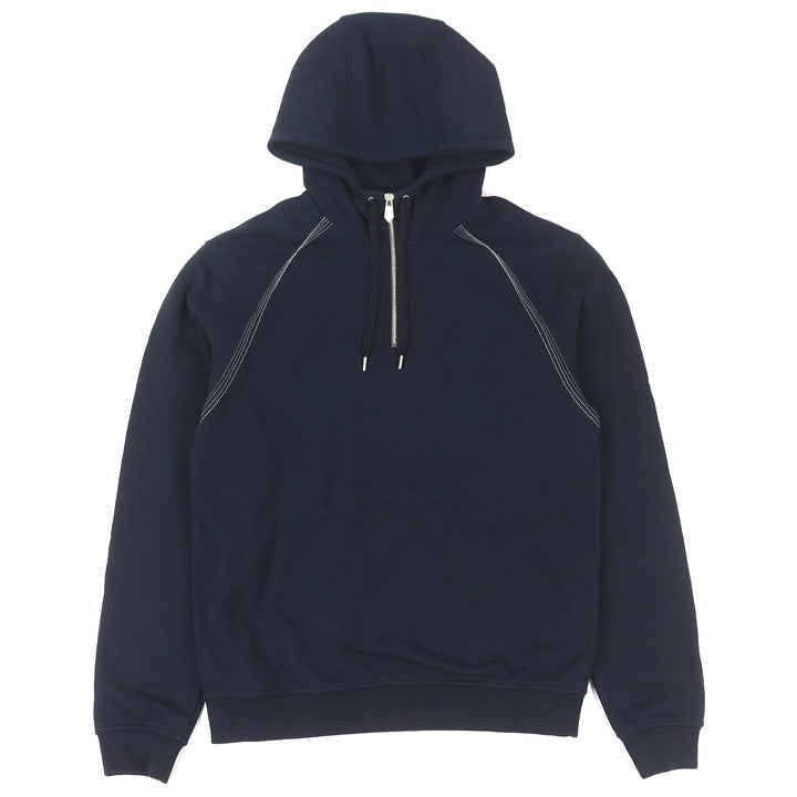 Excellent HERMES hoodie Stitch design half-zip pullover Dark navy cotton mens S