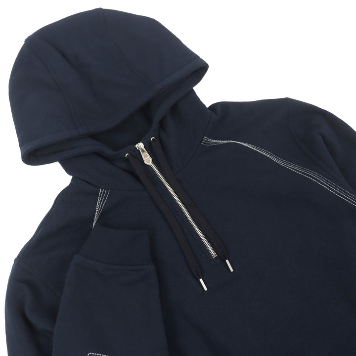 Excellent HERMES hoodie Stitch design half-zip pullover Dark navy cotton mens S
