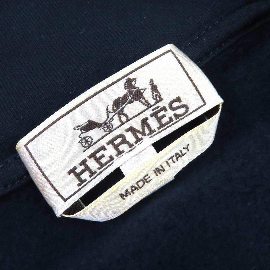 Excellent HERMES hoodie Stitch design half-zip pullover Dark navy cotton mens S