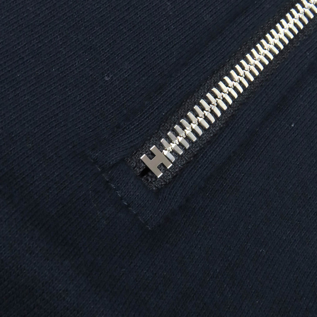 Excellent HERMES hoodie Stitch design half-zip pullover Dark navy cotton mens S