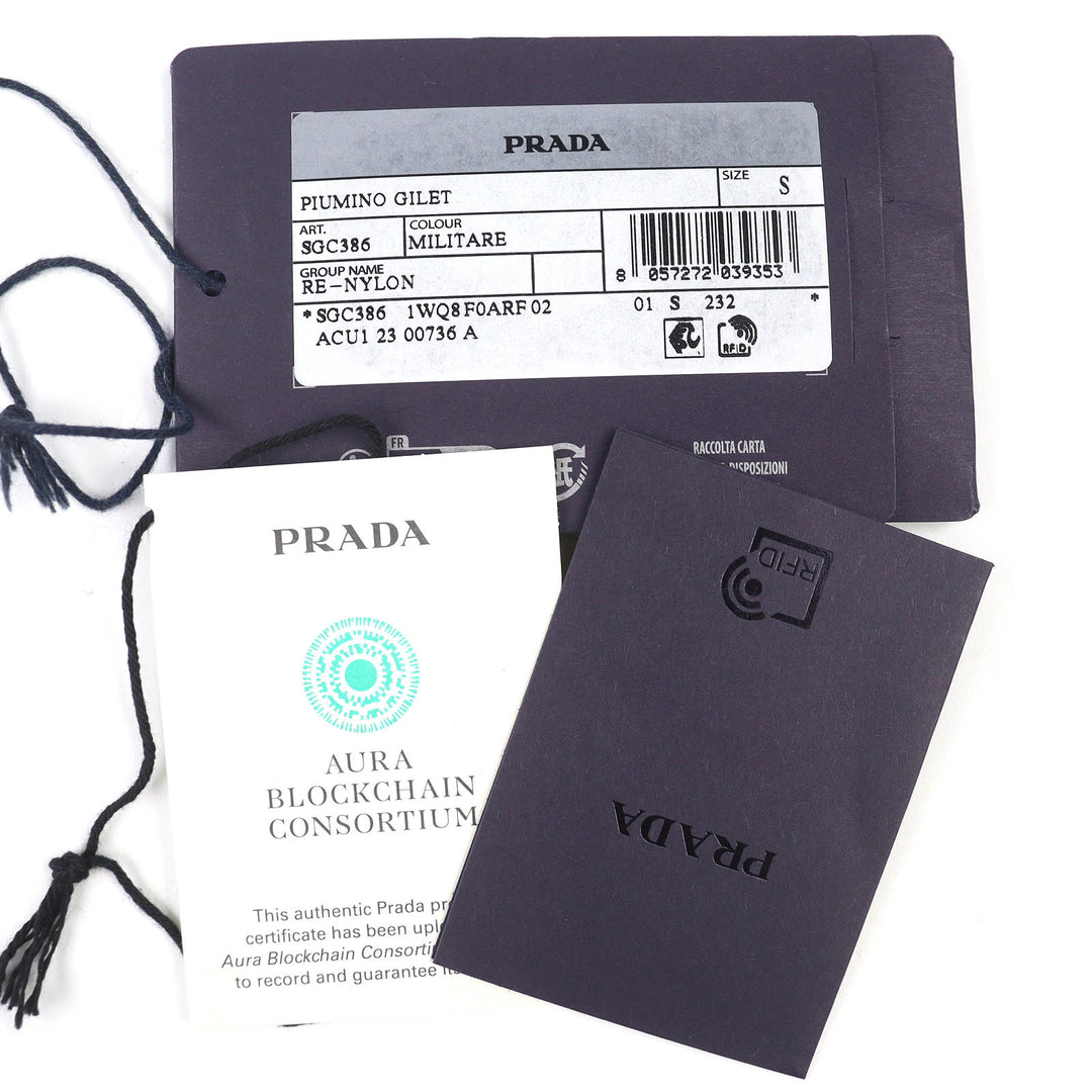 Excellent PRADA Down vest Padded nylon vest RE-NYLON pullover Military S SGC386