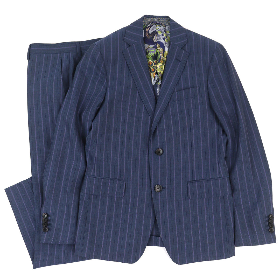 Excellent ETRO All-over lining, striped single-breasted suit, two-piece set 46