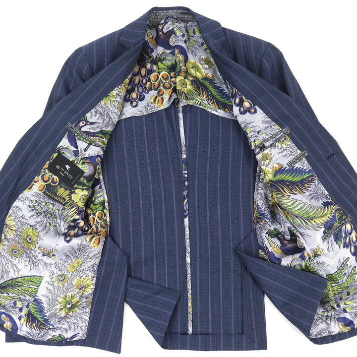 Excellent ETRO All-over lining, striped single-breasted suit, two-piece set 46