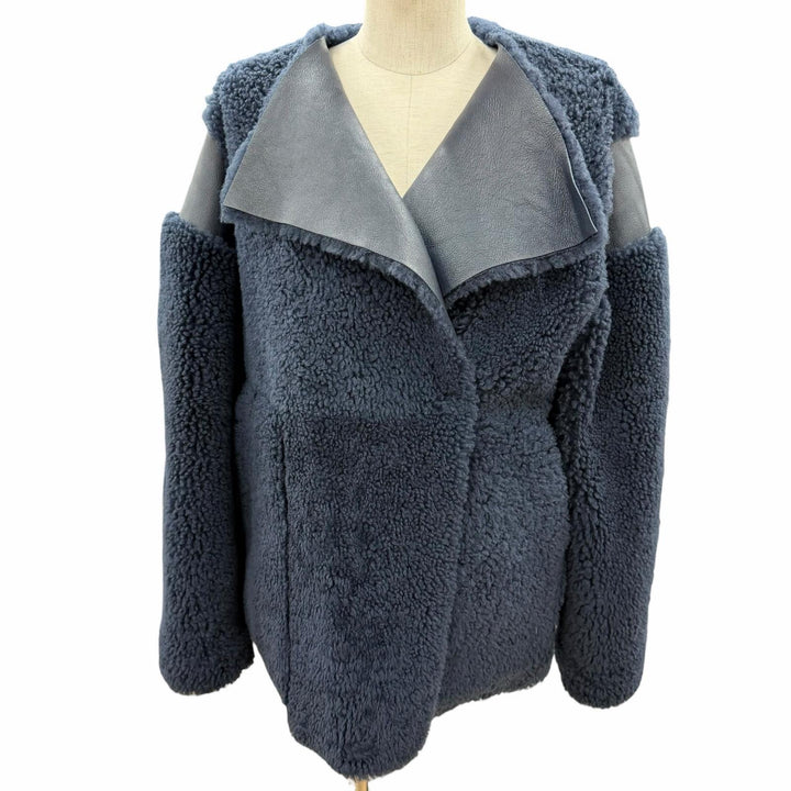 Great CYCLAS Mouton jacket Navy Sheep leather Women 36 1-0608-0028