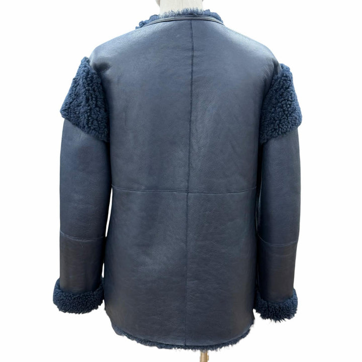 Great CYCLAS Mouton jacket Navy Sheep leather Women 36 1-0608-0028