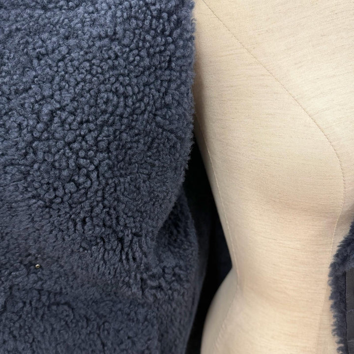 Great CYCLAS Mouton jacket Navy Sheep leather Women 36 1-0608-0028