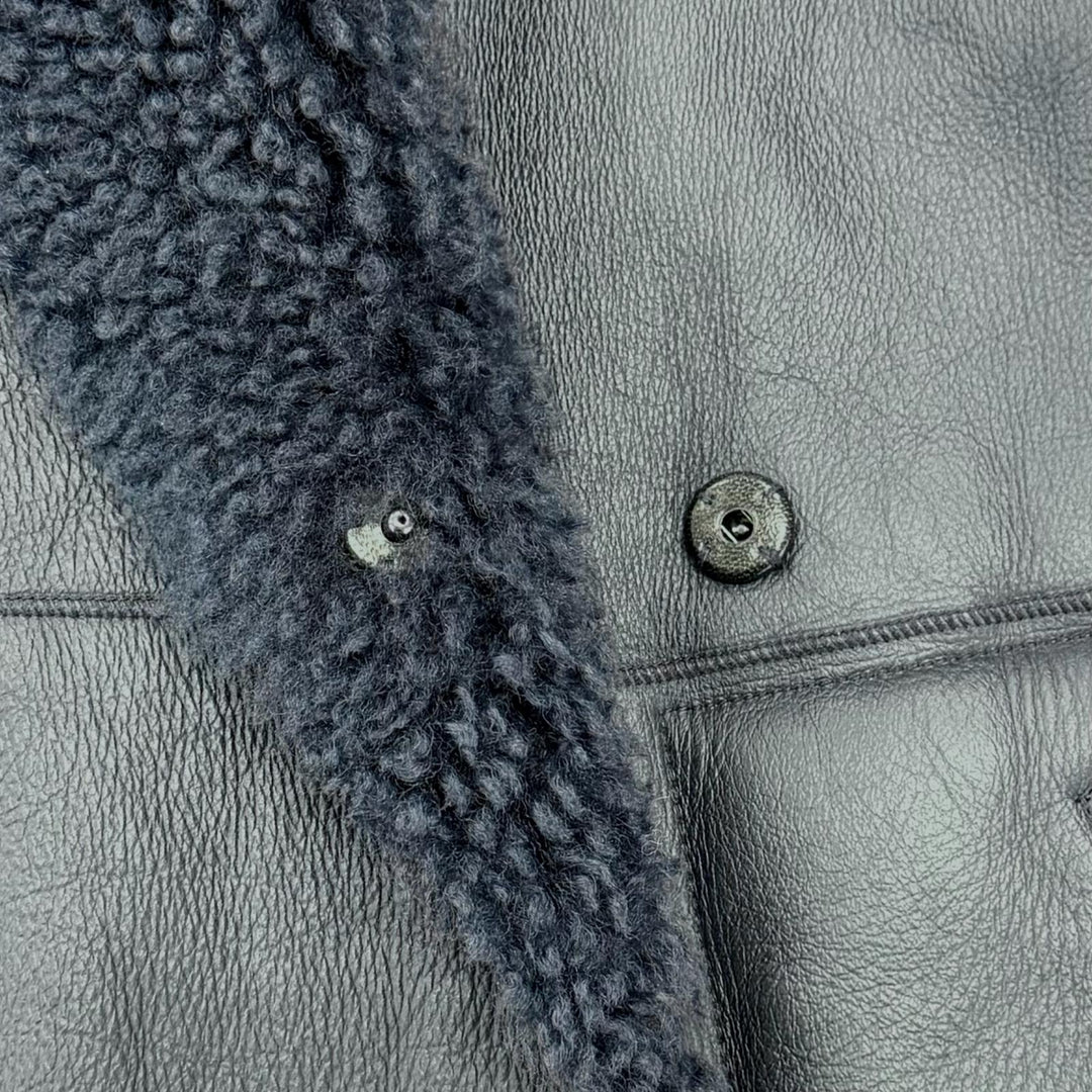 Great CYCLAS Mouton jacket Navy Sheep leather Women 36 1-0608-0028