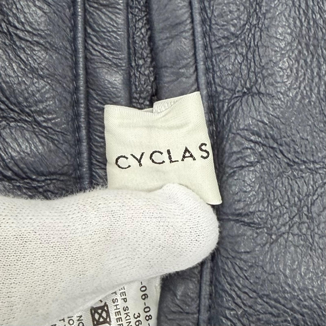 Great CYCLAS Mouton jacket Navy Sheep leather Women 36 1-0608-0028
