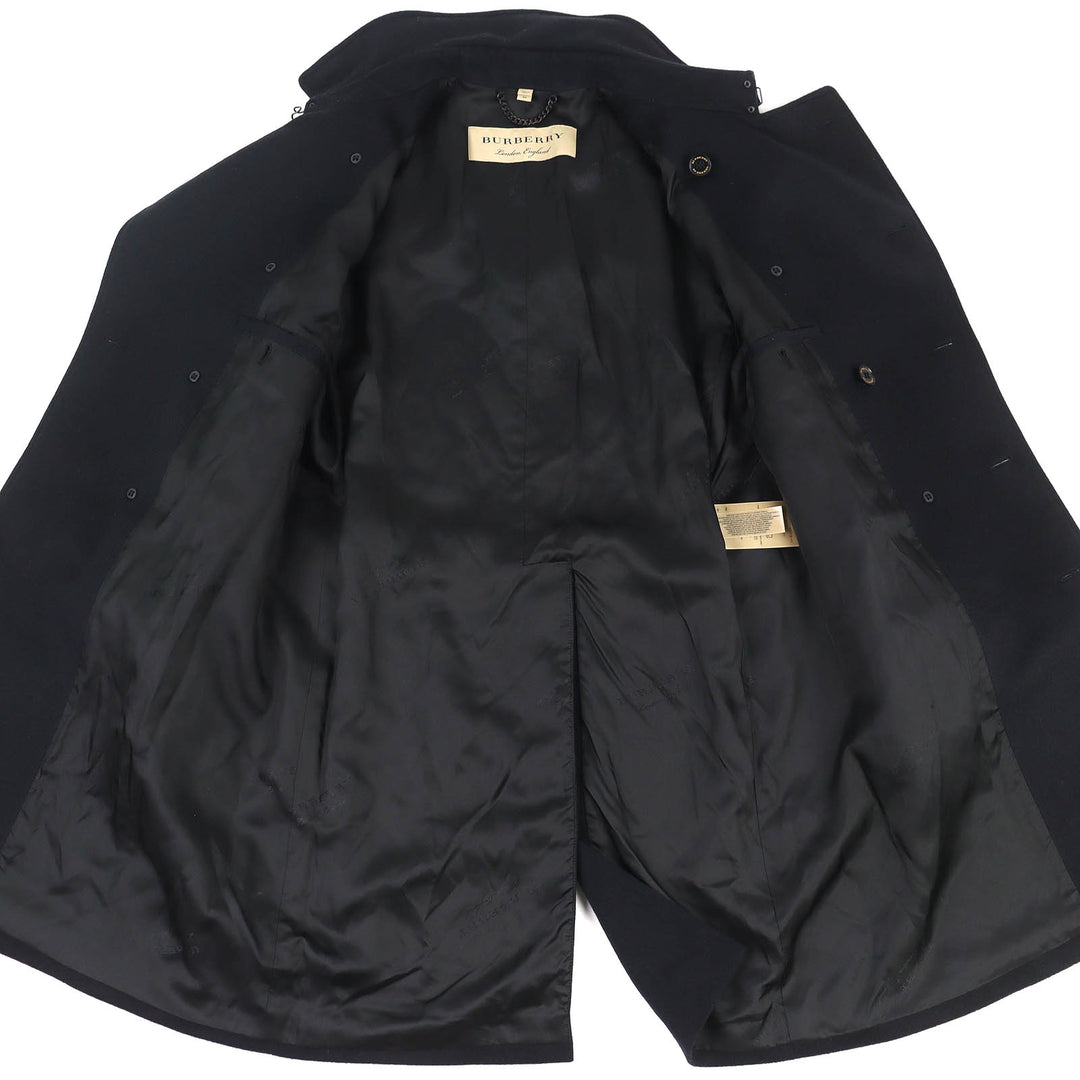Great BURBERRY Belted logo-button double-breasted coat black cashmere 54 4057086