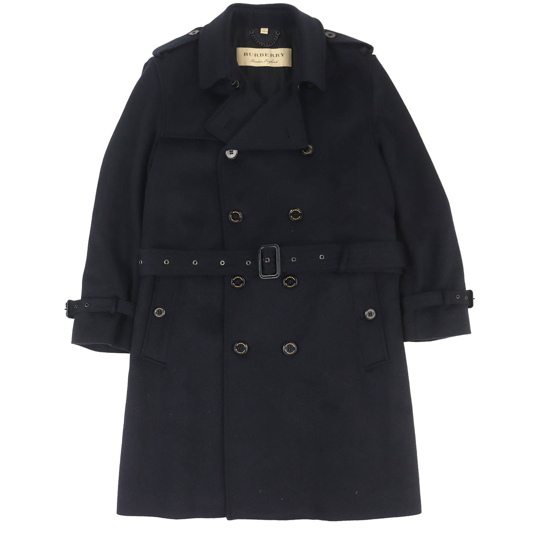 Great BURBERRY Belted logo-button double-breasted coat black cashmere 54 4057086