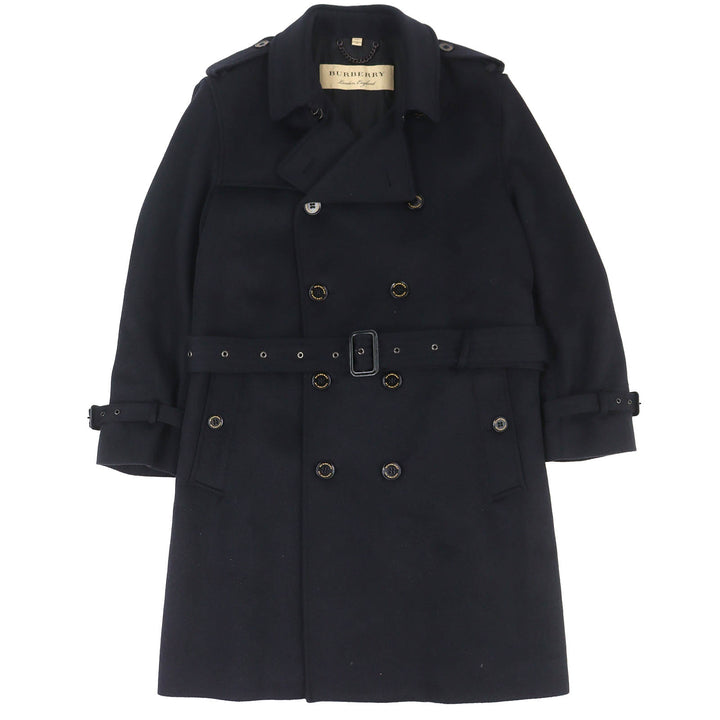 Great BURBERRY Belted logo-button double-breasted coat black cashmere 54 4057086