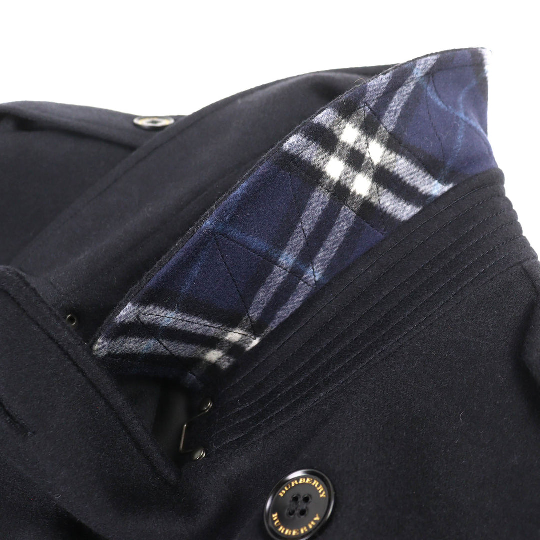 Great BURBERRY Belted logo-button double-breasted coat black cashmere 54 4057086