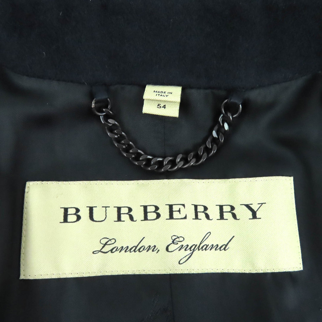 Great BURBERRY Belted logo-button double-breasted coat black cashmere 54 4057086