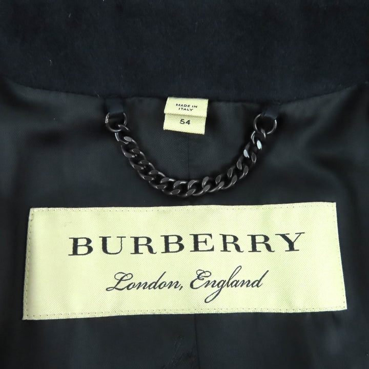 Great BURBERRY Belted logo-button double-breasted coat black cashmere 54 4057086