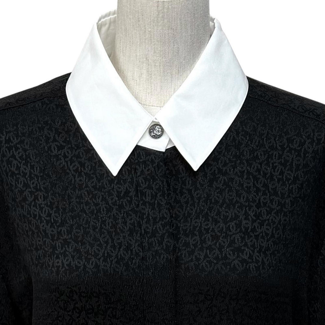 Great CHANEL one piece COCO Mark all-over print blouse silk 40 21K P71652V63138
