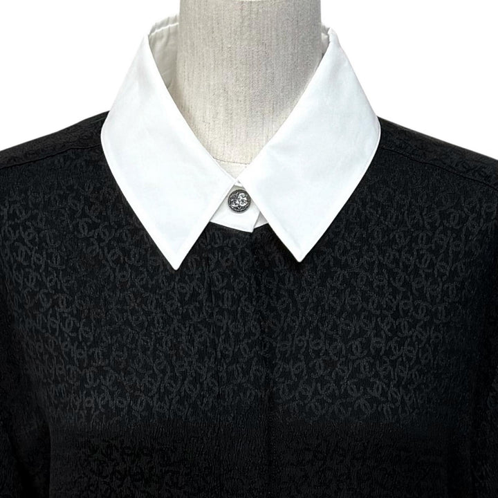 Great CHANEL one piece COCO Mark all-over print blouse silk 40 21K P71652V63138