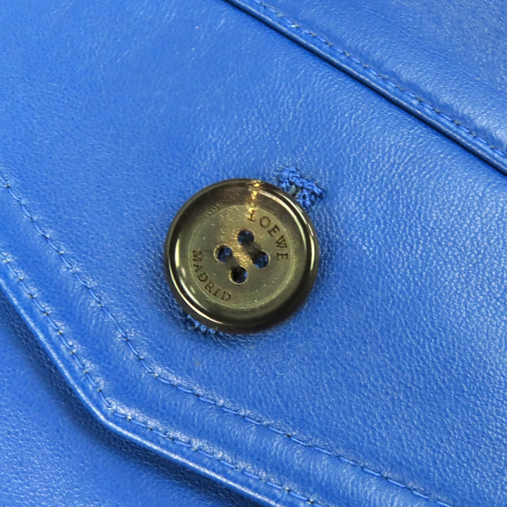 Discounted Very Good LOEWE Leather jacket All-leather single blue leather mens 46