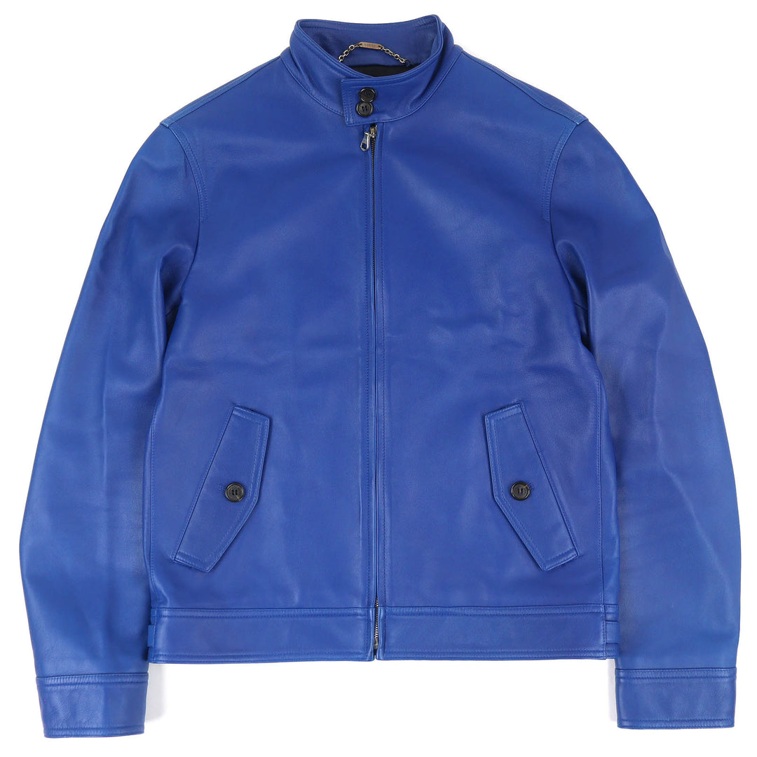 Discounted Very Good LOEWE Leather jacket All-leather single blue leather mens 46