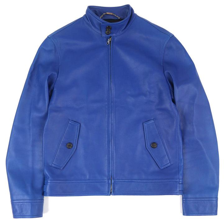 Discounted Very Good LOEWE Leather jacket All-leather single blue leather mens 46
