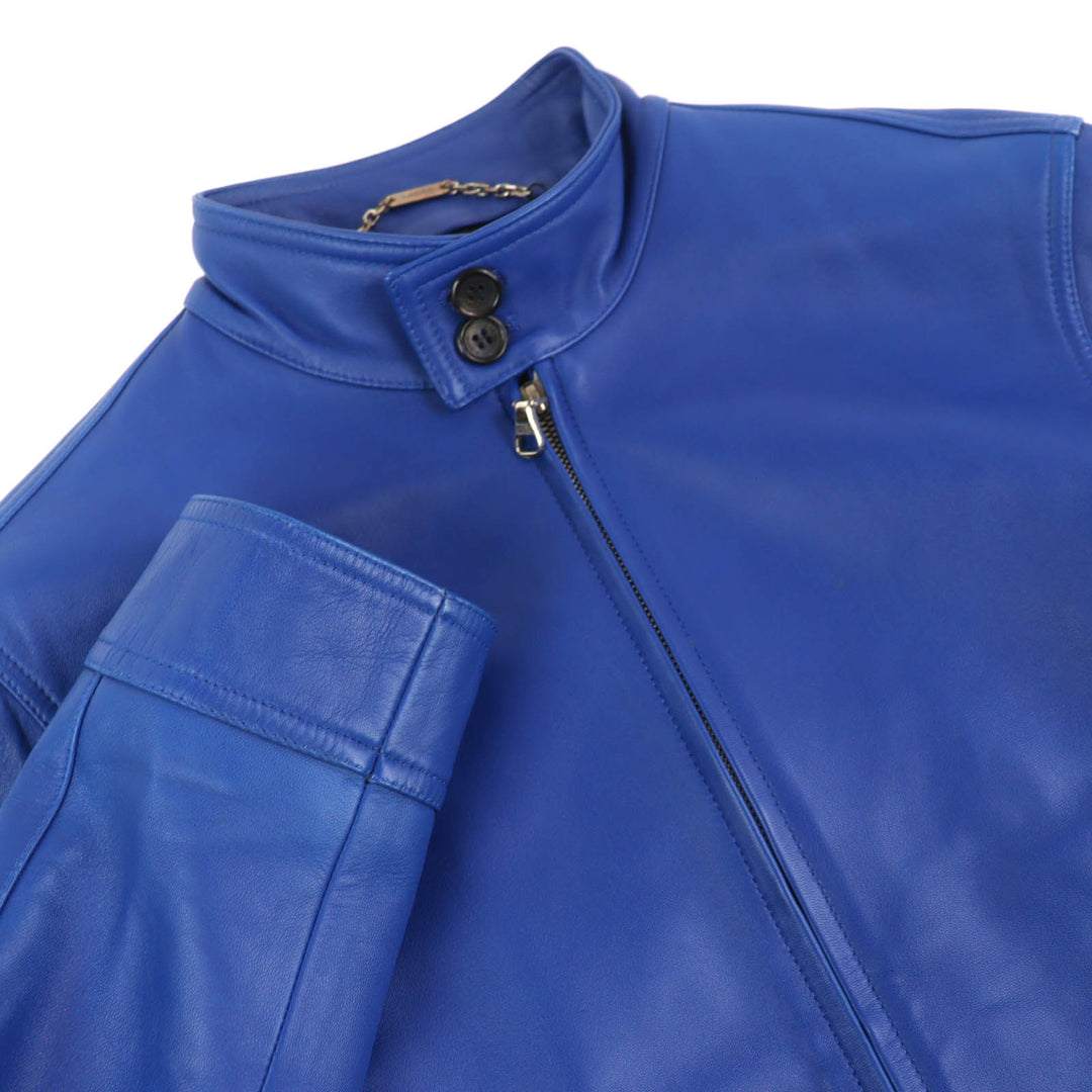 Discounted Very Good LOEWE Leather jacket All-leather single blue leather mens 46
