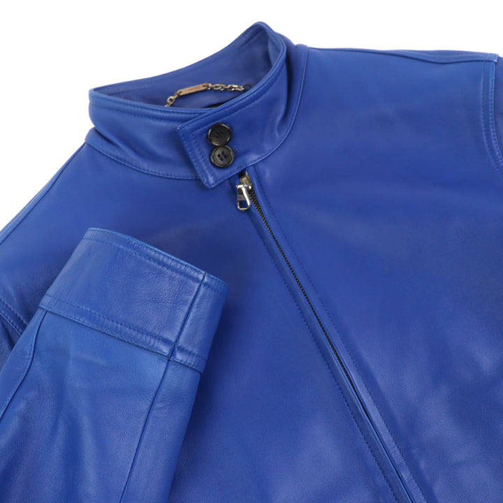 Discounted Very Good LOEWE Leather jacket All-leather single blue leather mens 46