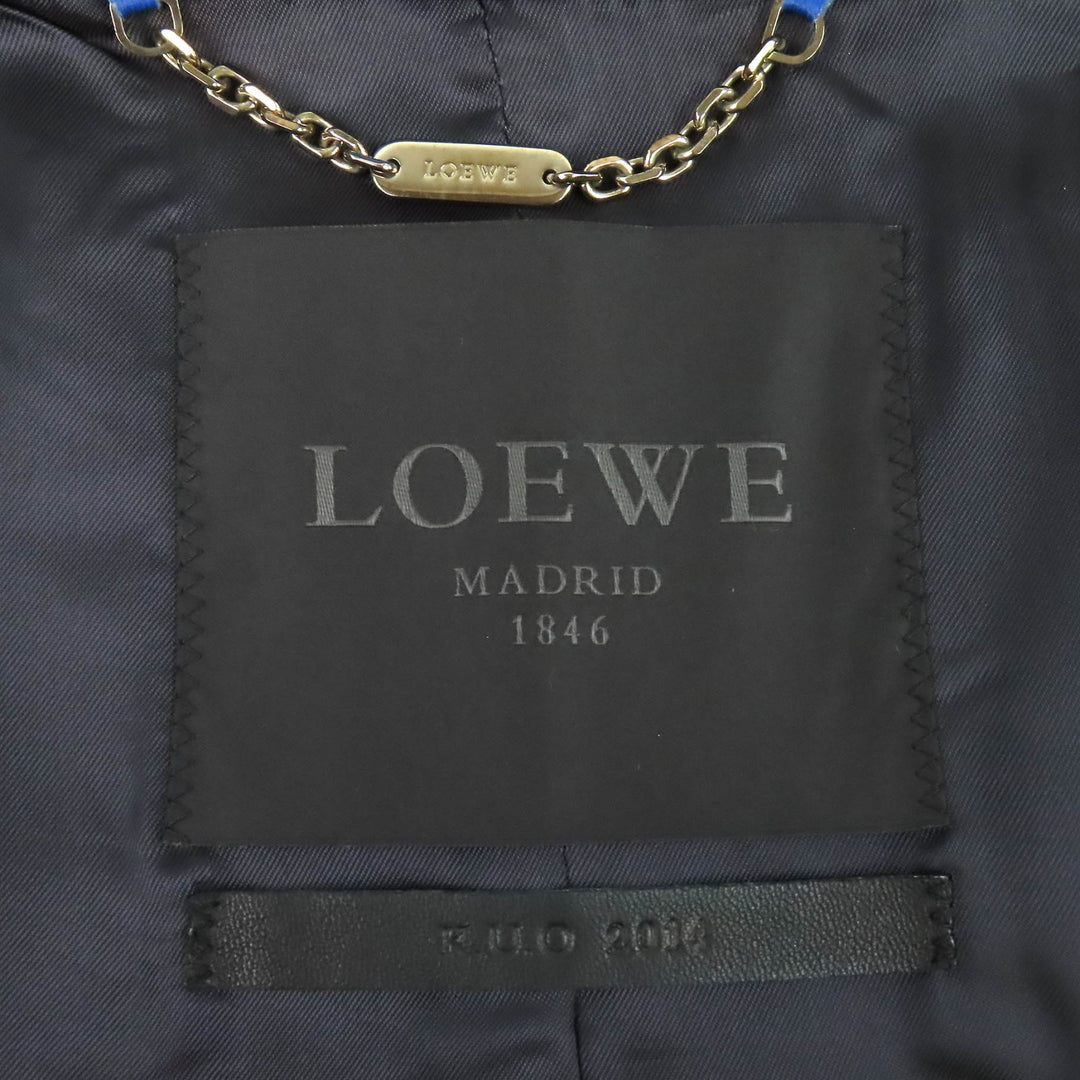 Discounted Very Good LOEWE Leather jacket All-leather single blue leather mens 46