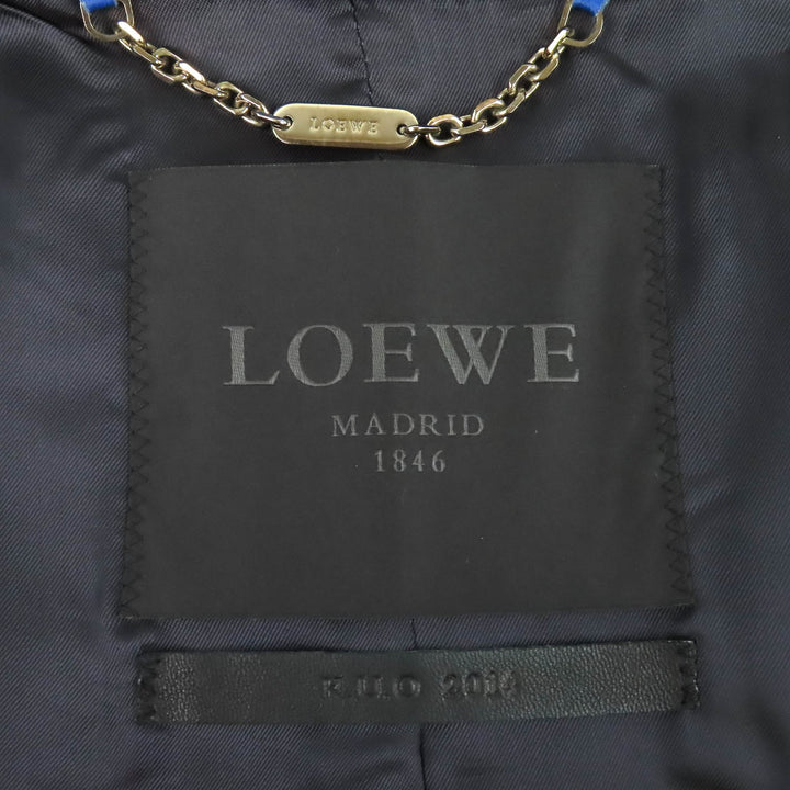 Discounted Very Good LOEWE Leather jacket All-leather single blue leather mens 46