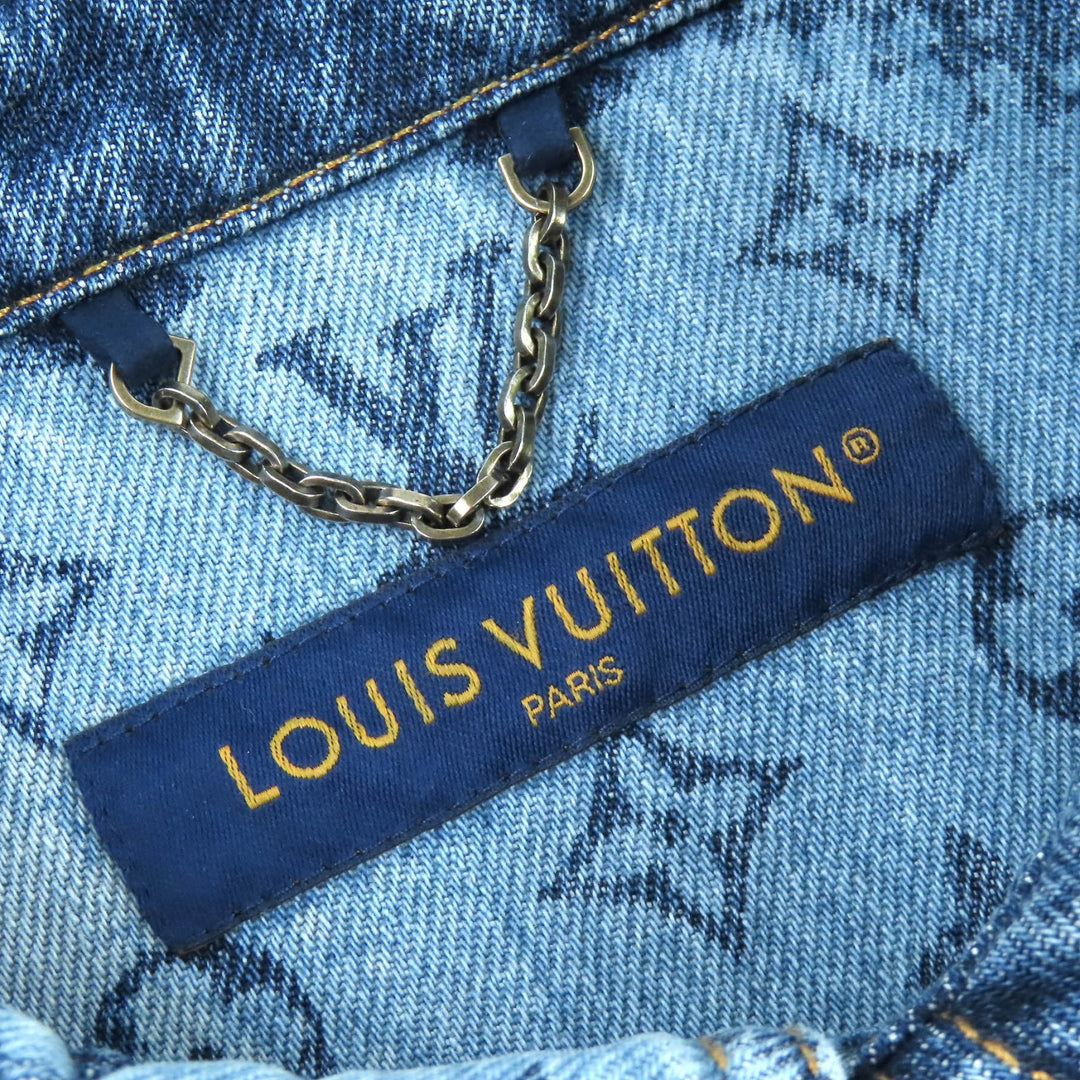 Excellent LOUIS VUITTON Monogram Gradient Short Sleeve Denim Shirt Indigo L