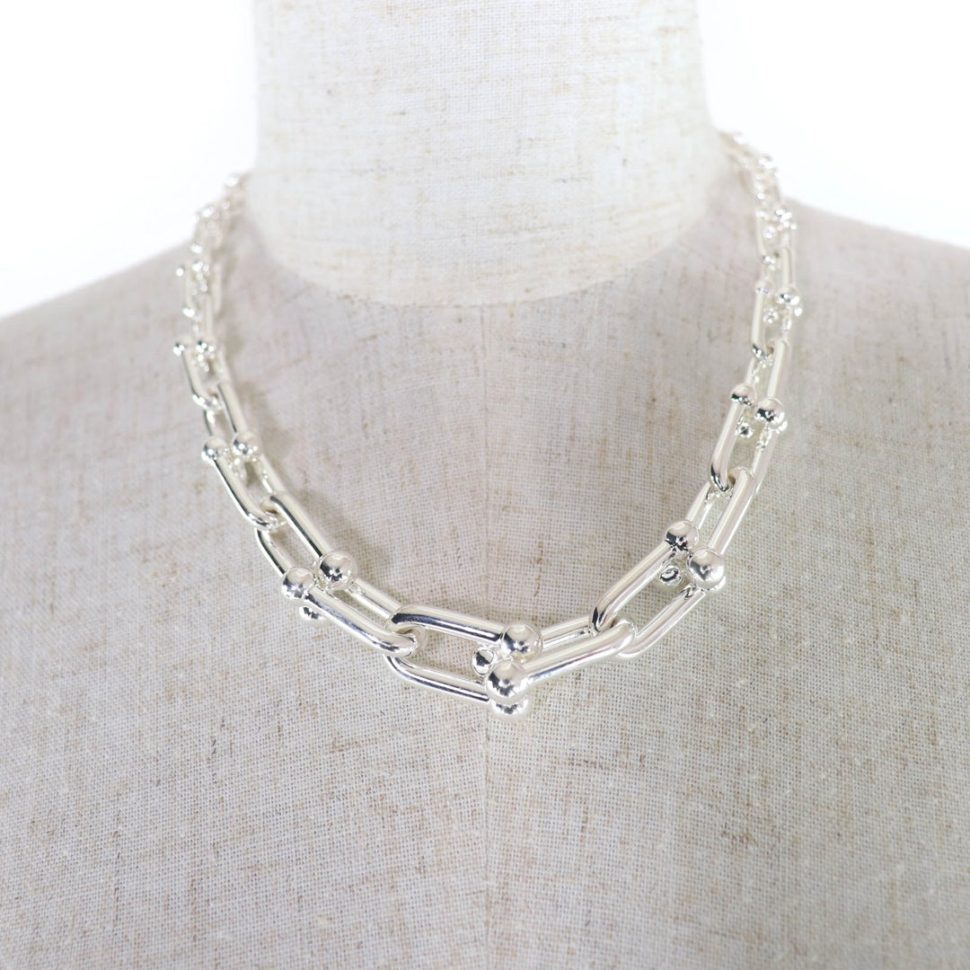 Excellent TIFFANY&Co. Graduated Link Necklace Silver AG925 Women