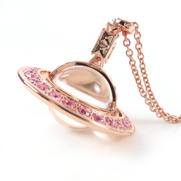Excellent Vivienne Westwood Orb Necklace Pendant with Rhinestones Rose pink