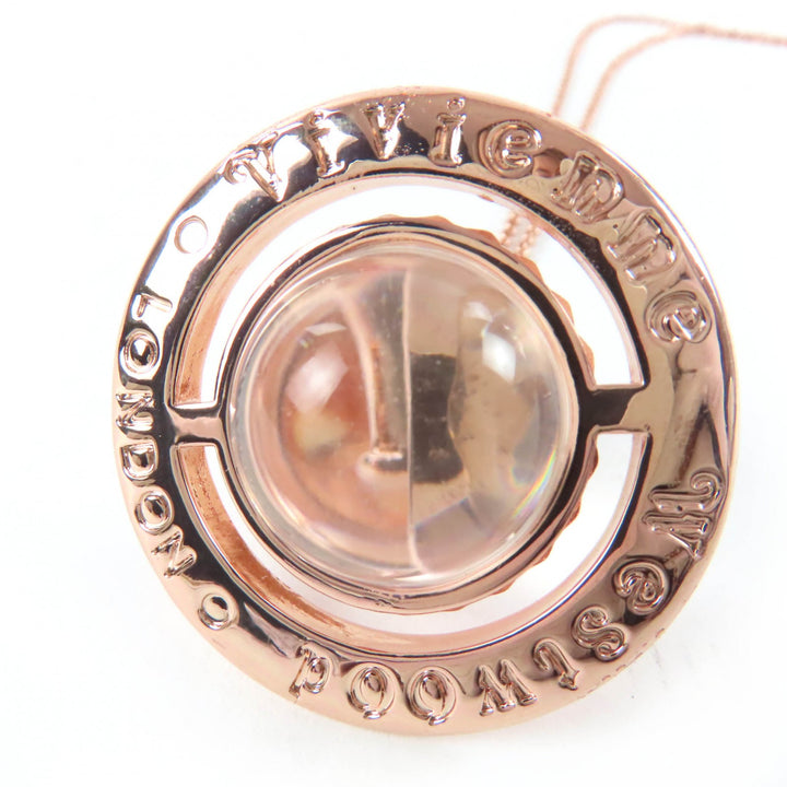 Excellent Vivienne Westwood Orb Necklace Pendant with Rhinestones Rose pink