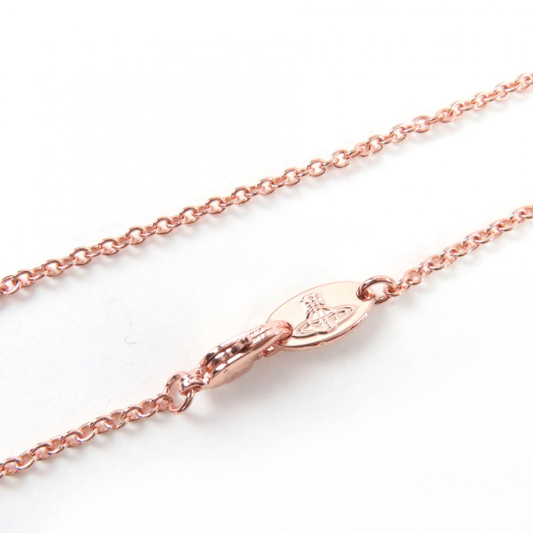 Excellent Vivienne Westwood Orb Necklace Pendant with Rhinestones Rose pink