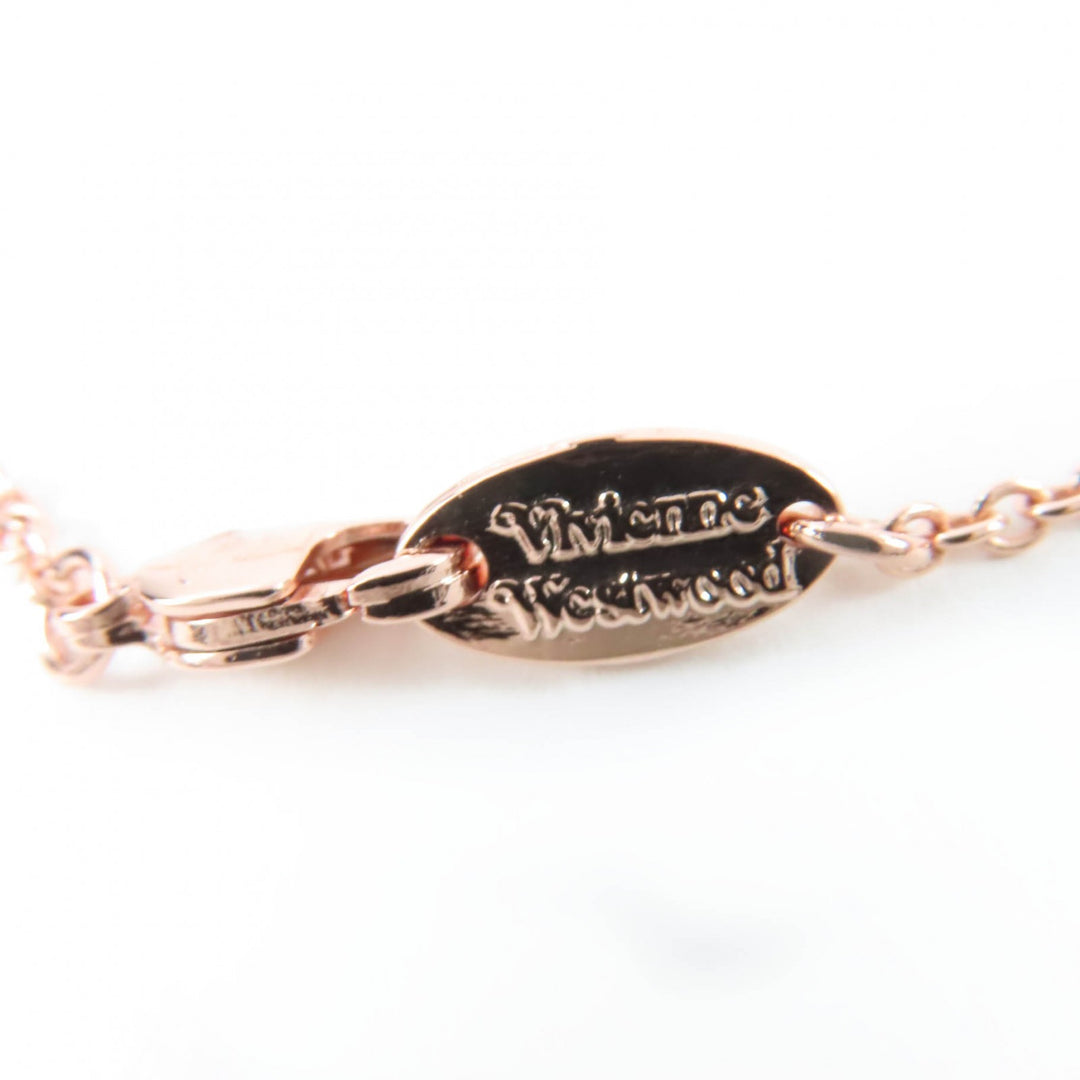 Excellent Vivienne Westwood Orb Necklace Pendant with Rhinestones Rose pink