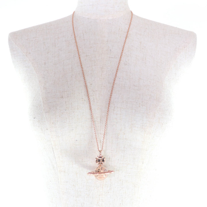 Excellent Vivienne Westwood Orb Necklace Pendant with Rhinestones Rose pink