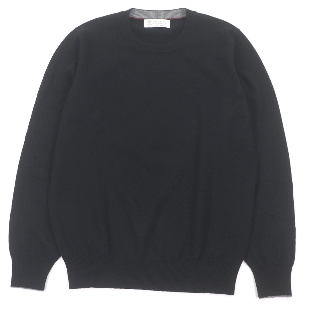 Great Brunello Cucinelli sweater long sleeve knit black cashmere mens 48