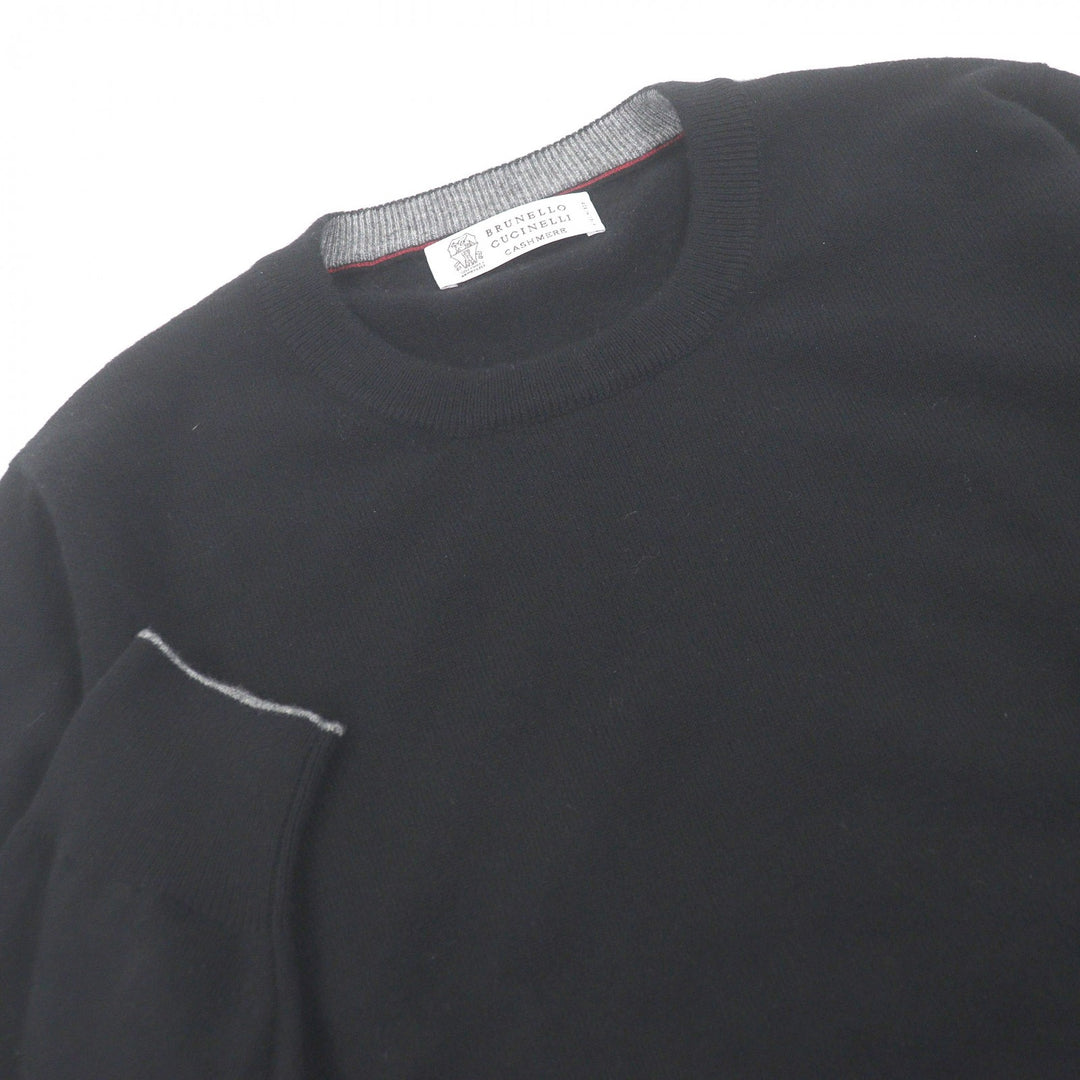 Great Brunello Cucinelli sweater long sleeve knit black cashmere mens 48