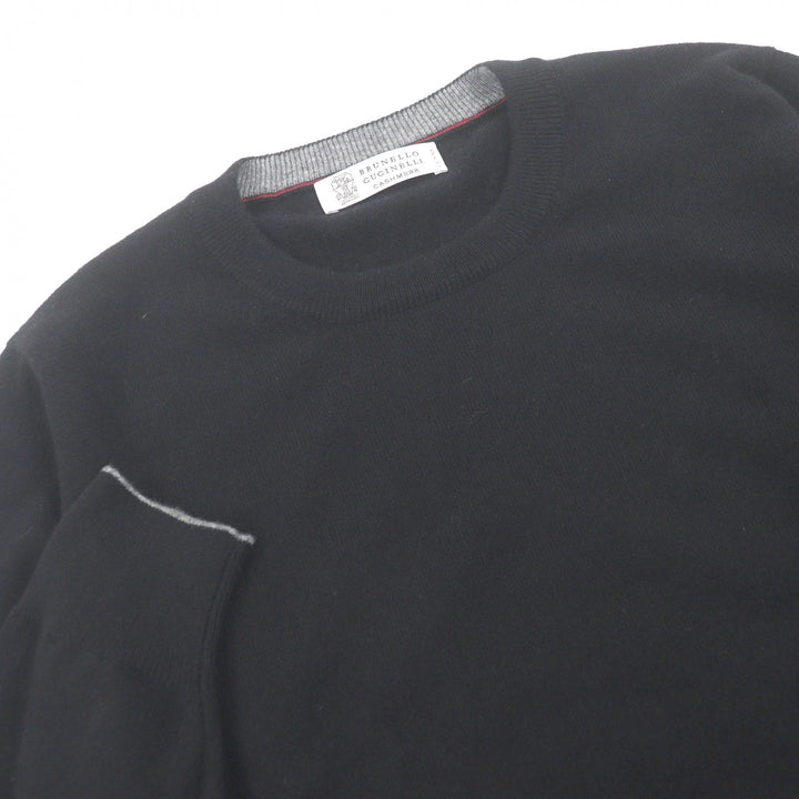 Great Brunello Cucinelli sweater long sleeve knit black cashmere mens 48
