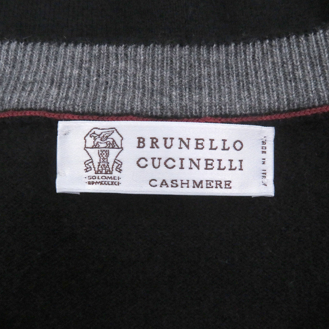 Great Brunello Cucinelli sweater long sleeve knit black cashmere mens 48