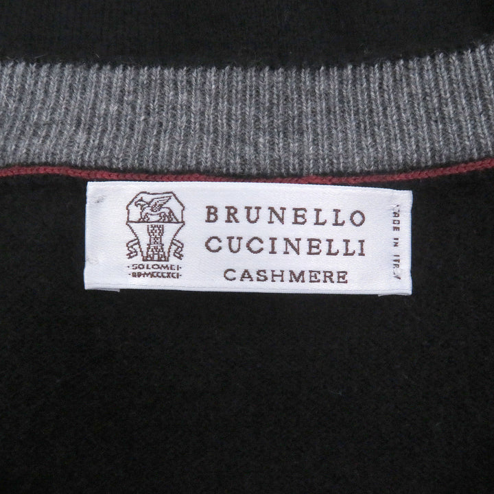 Great Brunello Cucinelli sweater long sleeve knit black cashmere mens 48