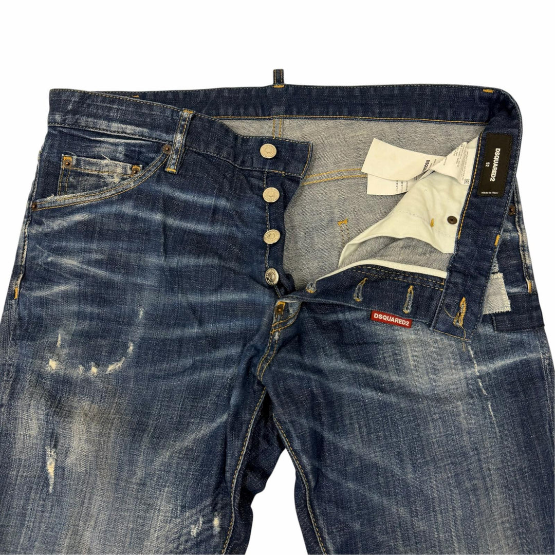 Discounted Great DSQUARED2 Denim pants Cool Guy Jean patchwork Indigo blue